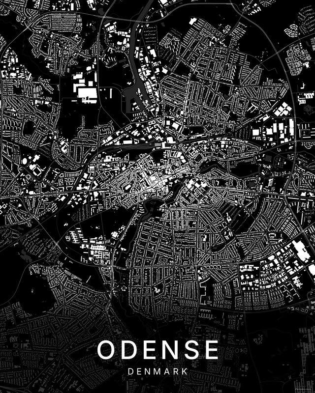 Odense map print, Dark colorway