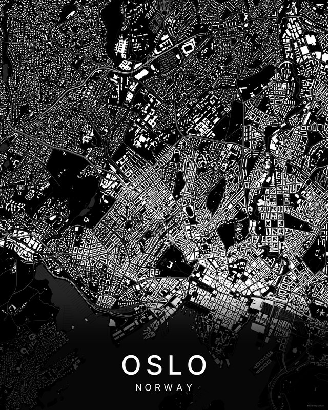 Oslo map print, Dark colorway