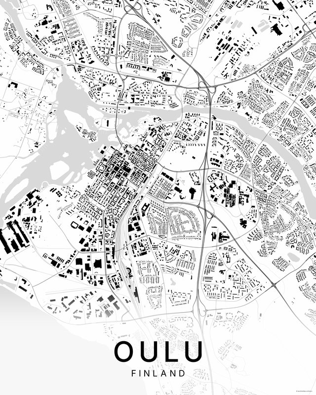 Oulu map print, Bright colorway