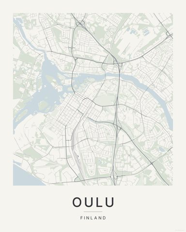 Oulu map print, first colorway