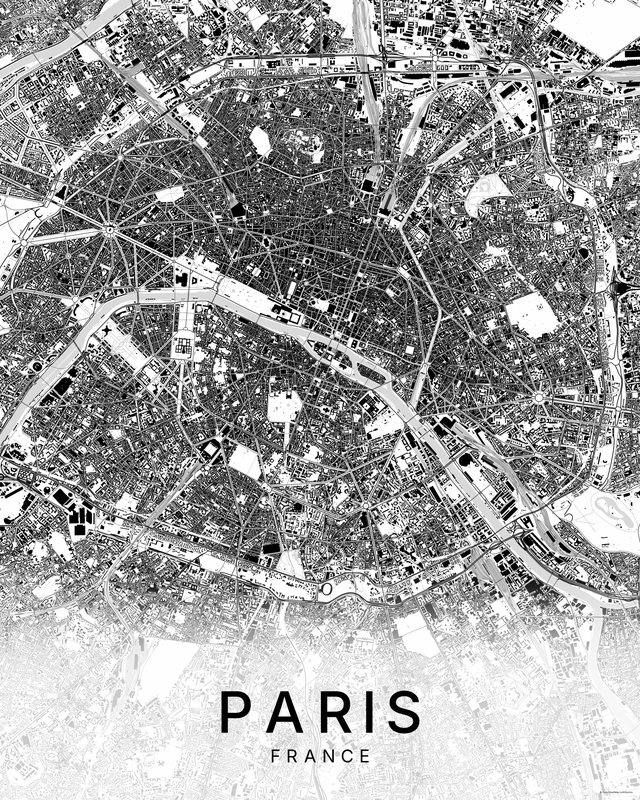 Paris map print, Bright colorway