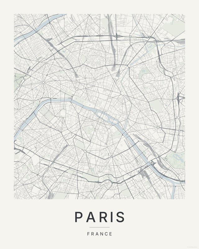 Paris map print, Paper colorway
