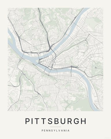 Pittsburgh map print, first colorway