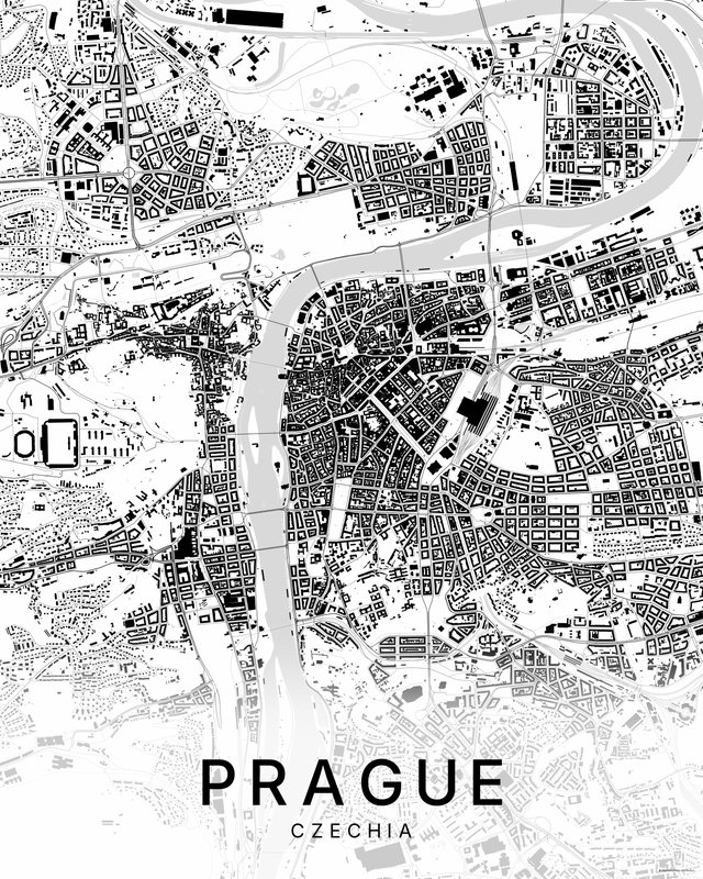 Prague map print, Bright colorway