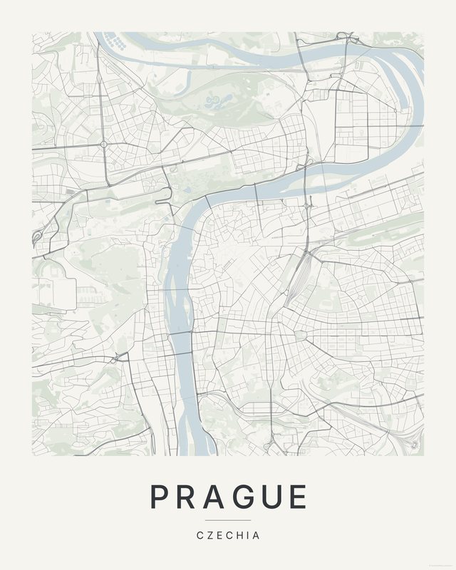 Prague map print, Paper colorway