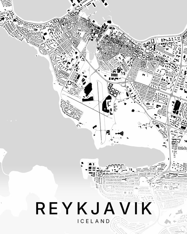 Reykjavik map print, Bright colorway