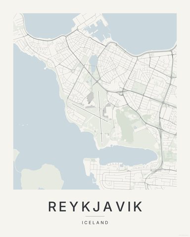 Reykjavik map print, first colorway
