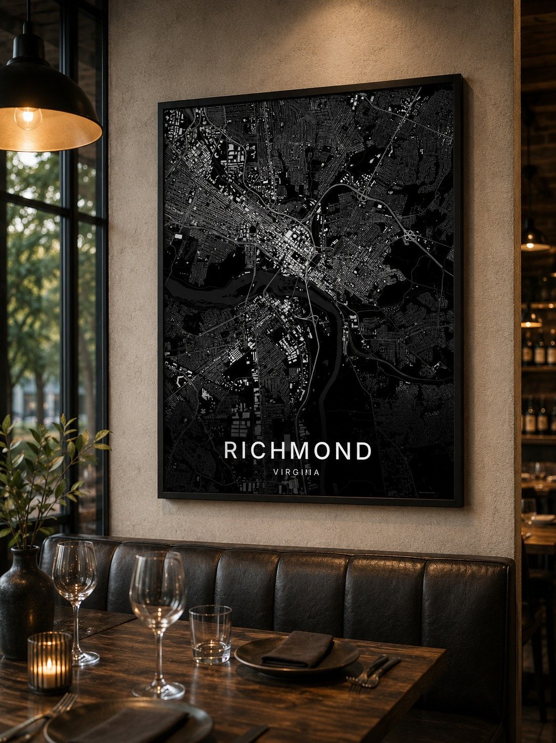 Richmond map print framed on a wall