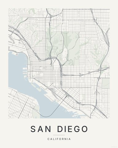 San Diego map print, first colorway