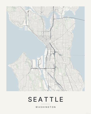 Seattle map print, first colorway