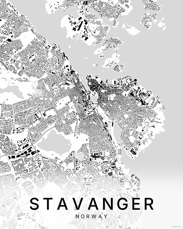 Stavanger map print, Bright colorway