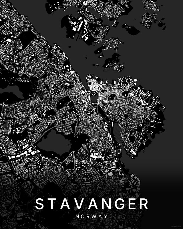 Stavanger map print, Dark colorway