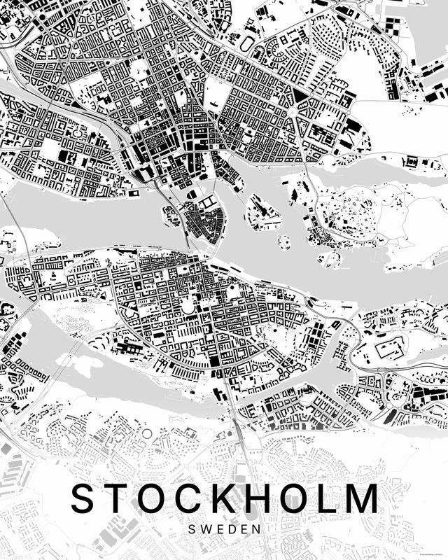 Stockholm map print, Bright colorway