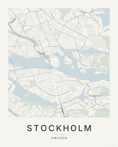 Stockholm map print, first colorway