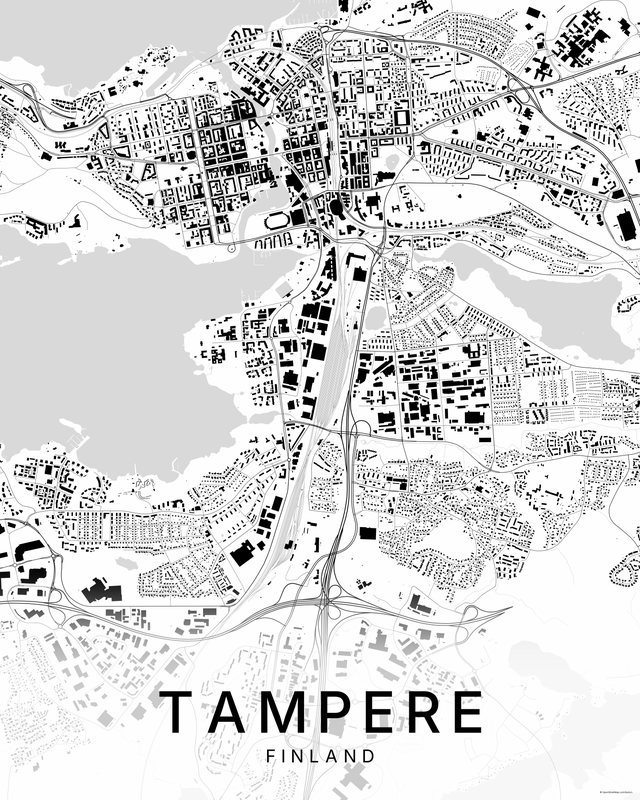 Tampere map print, Bright colorway
