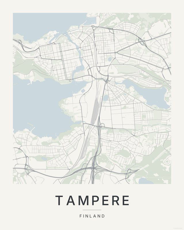 Tampere map print, Paper colorway