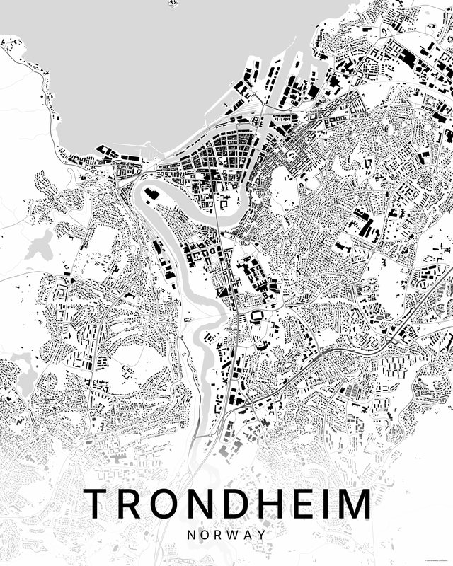 Trondheim map print, Bright colorway