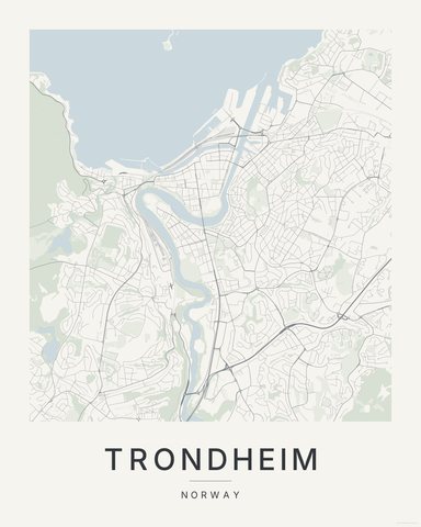 Trondheim map print, first colorway