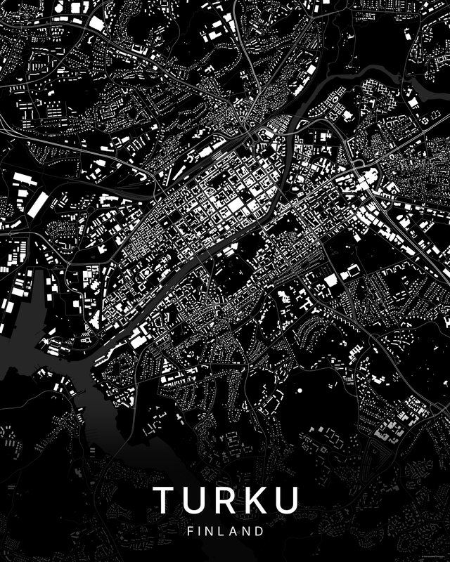 Turku map print, Dark colorway