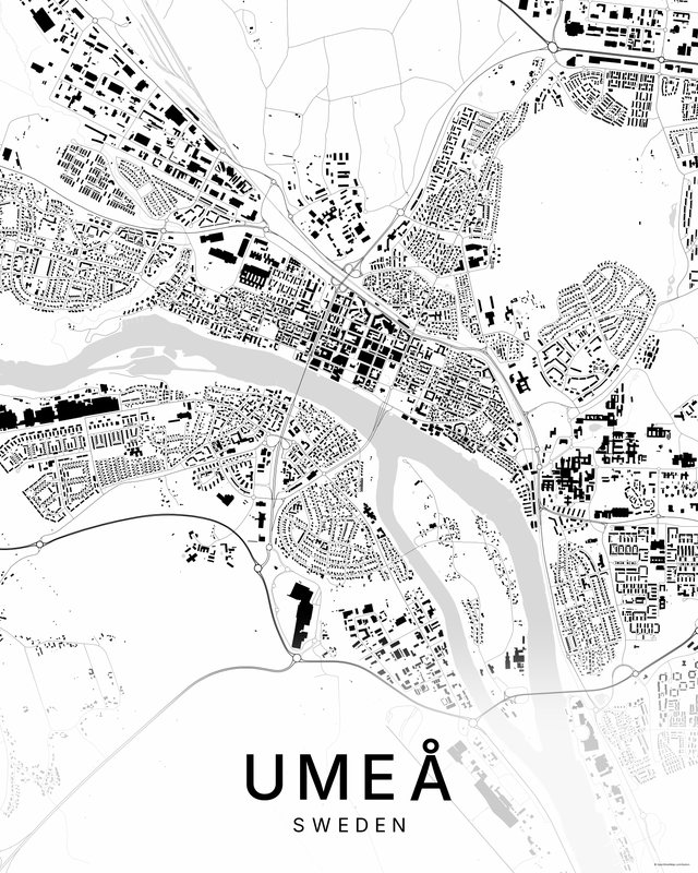 Umeå map print, Bright colorway