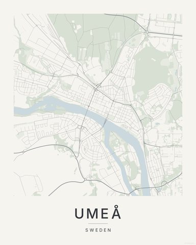 Umeå map print, first colorway