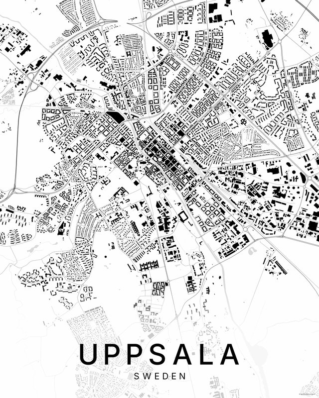 Uppsala map print, Bright colorway