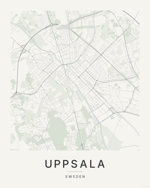 Uppsala map print, Paper colorway