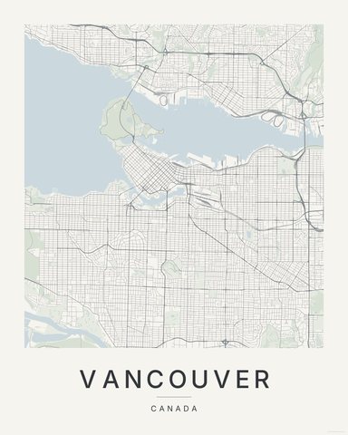Vancouver map print, first colorway