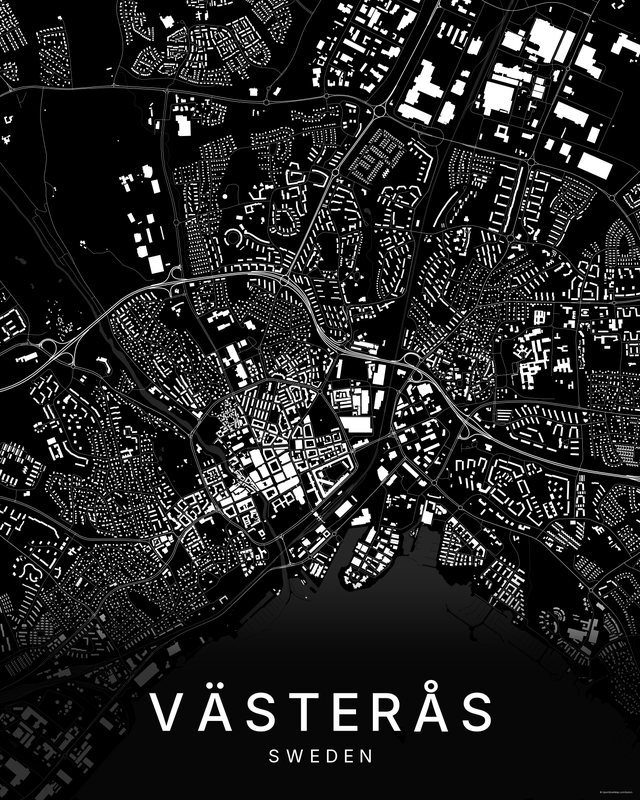 Västerås map print, Dark colorway