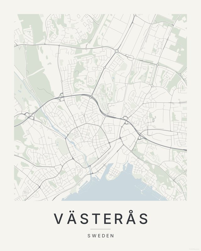 Västerås map print, Paper colorway