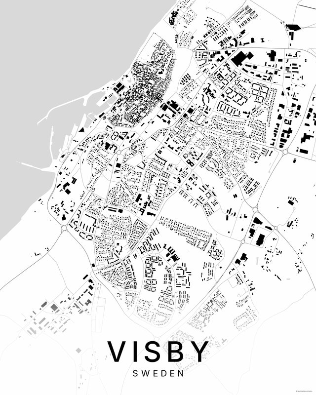 Visby map print, Bright colorway