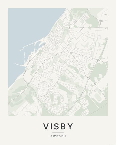 Visby map print, first colorway